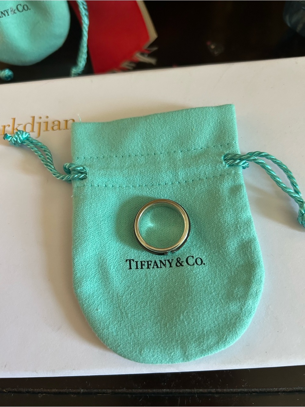 Tiffany & Co Double Tring in Titanium and Silver 6.5